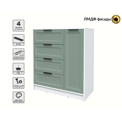 Тумба Тренд КТ-Т90 (Белый платинум ЛДСП/ Мята ЛМДФ) Ш900 В1020 Г451